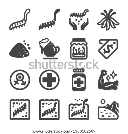 cordyceps icon set,vector and illustration