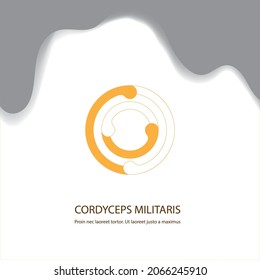 Cordyceps militaris medical mushroom for healthy eating, hand drawn with white background vector illustration