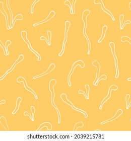 Cordyceps Militaris Mycelium Medical Mushroom Seamless Pattern Background For Product Design, Vector Illustration.