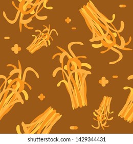 "Cordyceps" mushroom seamless background,vector illustration. Cordyceps is a fungus lived on certain caterpillars in the mountain of China commonly used for supplement ingredients.