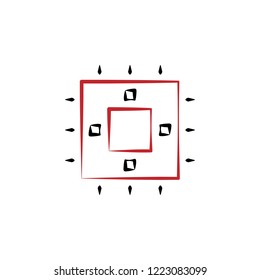 core 2 colored hand drawn icon. Electronics colored element illustration. Outline symbol design from electronics set