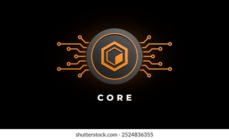 Ilustración vectorial de logotipo de criptomoneda central para fondo o Anuncio.	