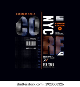 Core denim, authentic apparel typography graphic design, for t-shirt prints, vector illustration
