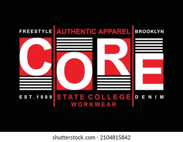 Core Denim, brooklyn, typography, t-shirt graphics, vectors