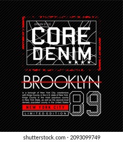 core denim brooklyn vector typography graphics print etc