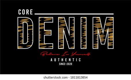 core denim design vector typography for print