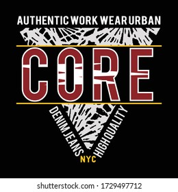 core denim jeans typography, vector illustration for print