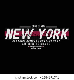 Core Denim New York Stylish Typography Slogan T shirt Stock Vector Illustration Design