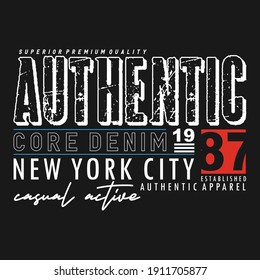 Core Denim Stylish Typography Graphic Slogan T shirt Stock Vector Illustration Design