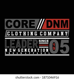 Core Denim Stylish Typography Slogan T shirt Stock Vector