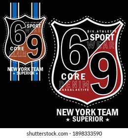 Core Denim Stylish Typography Slogan Graphic T shirt Stock Vector Illustration Design