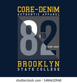 Core denim typography design for t shirt vector illustration