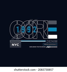 core denim usa typography for t-shirt print. Varsity style. 