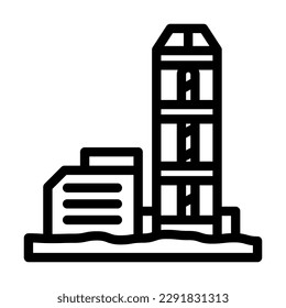 Icon Vektorgrafik der Kernbohrstahlproduktionslinie. Kernbohrstahlwerk-Produktionszeichen. isoliertes Kontursymbol