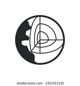core of the earth flat fector icon