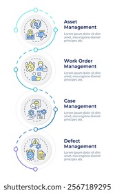 Core features of fsm systems infographic design templat. Field service management. Data visualization with 5 options. Process vertical flow chart