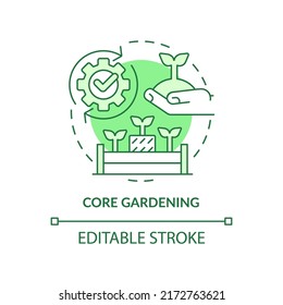 Core gardening green concept icon. Raised bed planting. Add straw. Gardening method abstract idea thin line illustration. Isolated outline drawing. Editable stroke. Arial, Myriad Pro-Bold fonts used