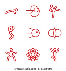 Core icons set. set of 9 core outline icons such as atom, atom fusion, core