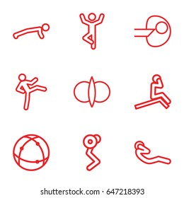 Core icons set. set of 9 core outline icons such as abdoninal workout, atom, atom fusion, core