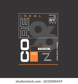 CORE IDEAL 96 # HOLIDAY HIGH CLASS 01 1975 - MODERN AND STYLISH TYPOGRAPHY DESIGN, VECTOR PRINT T-SHIRT, GRAPHIC VECTOR DESIGN, URBAN STYLE, STREET WEAR FASHION ILLUSTRATION, 