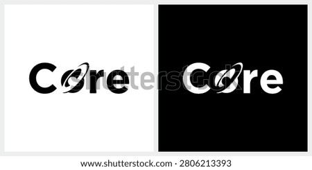Core lettering typography with galaxy orbit cosmos logo design inspiration