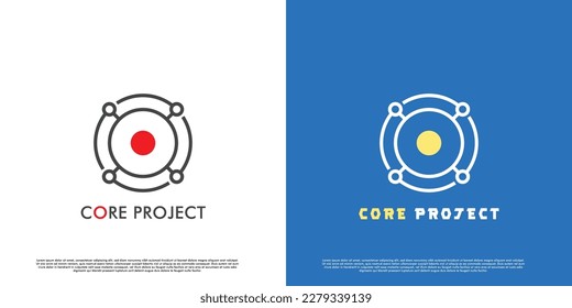 Core logo design illustration. Atomic silhouette creative idea in circle. Modern circle rotation shape abstract template icon. Perfect for corporate web or app icons.