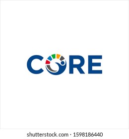 Core Logo Design With Person In Letter O Illustration