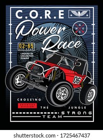 core power race,vector typography car design illustration for printing