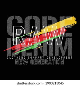 Core Raw Denim Stylish Typography Slogan Graphic T shirt  Stock Vector Illustration Design