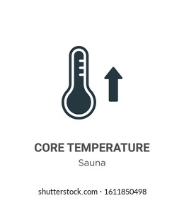 Core temperature glyph icon vector on white background. Flat vector core temperature icon symbol sign from modern sauna collection for mobile concept and web apps design.