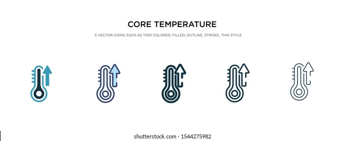 core temperature icon in different style vector illustration. two colored and black core temperature vector icons designed in filled, outline, line and stroke style can be used for web, mobile, ui