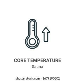 Core temperature outline vector icon. Thin line black core temperature icon, flat vector simple element illustration from editable sauna concept isolated stroke on white background