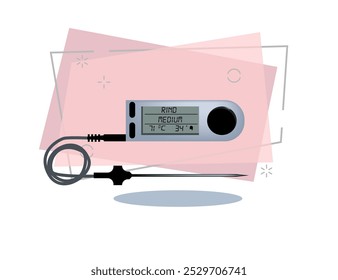 Vector del sensor de temperatura del núcleo. Termómetro de cocina, termómetro de laboratorio, herramienta digital. Concepto de termómetro. El Vector se puede utilizar para temas como la medición, la cocina, la ciencia