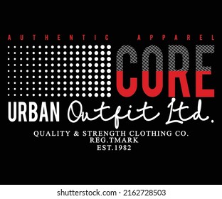 Core Urban Indigo Denim Graphic tee Vector print, typography, poster. Global swatches for tee shirt