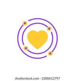 core value icon with a heart, vector