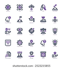 Paquete de iconos Core Value para su Sitio web, móvil, presentación y diseño de logotipo. Icono de valor de núcleo de diseño de doble tono. Ilustración gráfica de Vector y trazo editable.