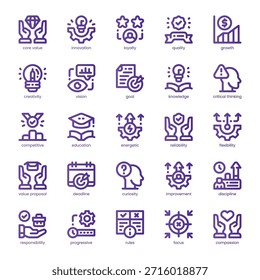 Core Value Icon pack for your website, mobile, presentation, and logo design. Core Value Icon line basic color design. Vector graphics illustration and editable stroke.