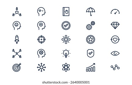 Core value icon representing company principles, mission, and ethical foundation in outline style