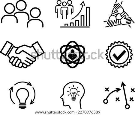 Core value icons as concept of company or corporate business management
