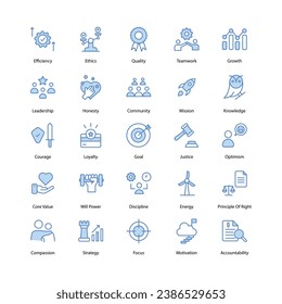 Core Value icons set isolate white background vector stock illustration.