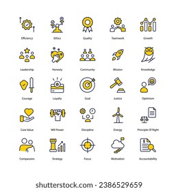 Core Value icons set isolate white background vector stock illustration.