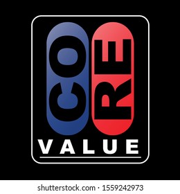 core value lettering,alphabet tee graphic t shirt for print vector illustration design