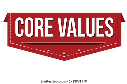 Core values banner design on white background, vector illustration