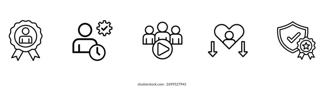 Core Values banner web icon set vetor. responsabilidade, dedicação, liderança, humildade e confiabilidade símbolo. ilustração vetorial.