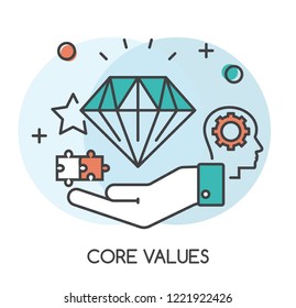 Core Values Concept Flat Design. Illustration Background