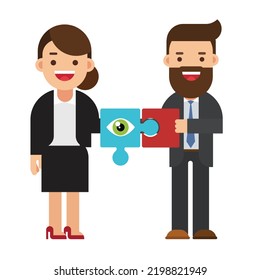 Core values concept tiny male and female