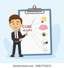 Core values concept tiny male and female