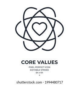 Core values editable stroke outline icon isolated on white background flat vector illustration. Pixel perfect. 64 x 64.