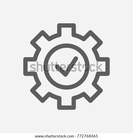 Core values: expertise icon gear check line symbol. Isolated vector illustration on company values check sign expertise icon concept of company core values for your web site mobile app logo UI design.