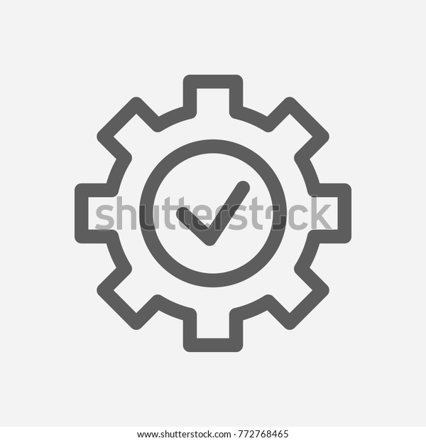 Core values: expertise icon gear check line\
symbol. Isolated vector illustration on company values check sign\
expertise icon concept of company core values for your web site\
mobile app logo UI\
design.